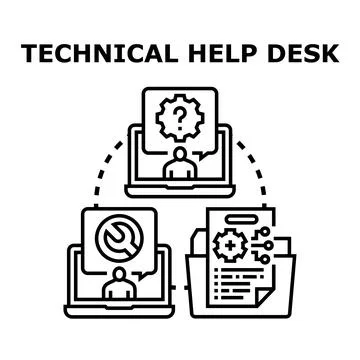 User receiving technical support and problem solving assistance Stock Illustration