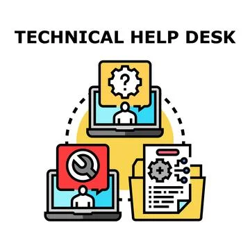 User receiving technical support and problem solving assistance Stock Illustration