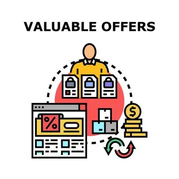 User receiving valuable special offers online Stock Illustration