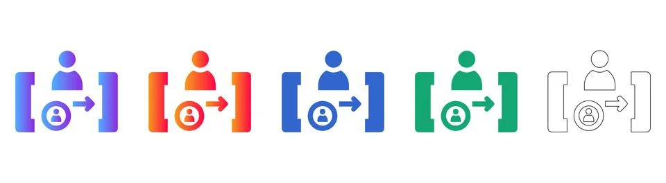 User Referral Program Icons in Gradient and Line Art Styles Stock Illustration