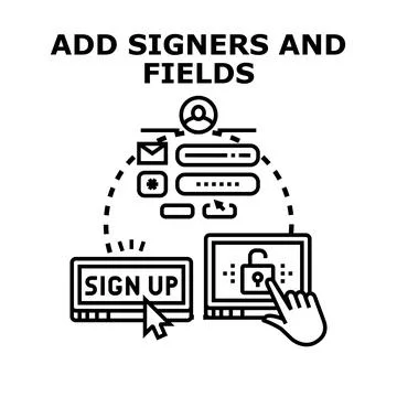User registration adding signers and input fields concept Stock-Illustration