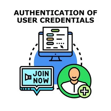 User registration and digital data authentication process Illustrazione stock