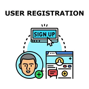 User registration creating online profile on web application Stock Illustration