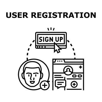 User registration creating online profile on web application Stock Illustration
