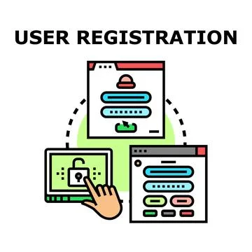 User registration process on digital online platforms イラスト素材