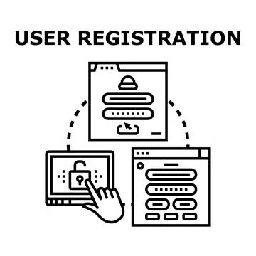 User registration process on digital online platforms Stock Illustration