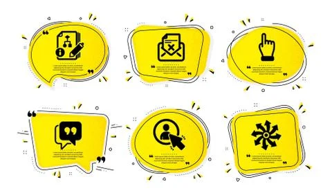 User, Reject letter and Algorithm icons set. Click hand, Quote bubble and 스톡 일러스트