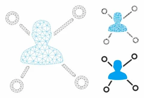 User Relations Vector Mesh Network Model and Triangle Mosaic Icon Stock Illustration