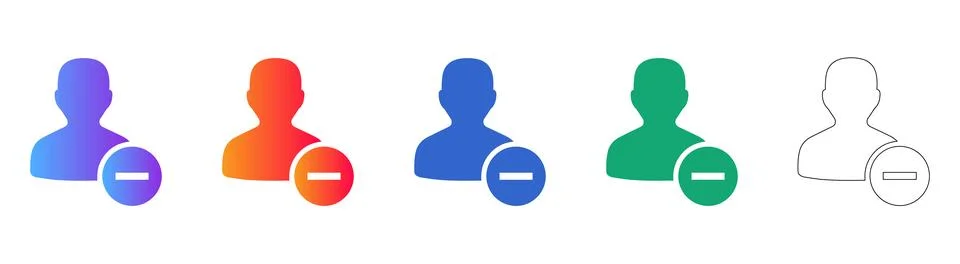 User Removal Interface Icon Set 스톡 일러스트