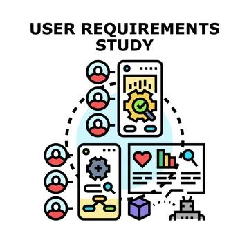User requirements study process for product development Stock Illustration