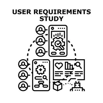 User requirements study process for product development Stock Illustration