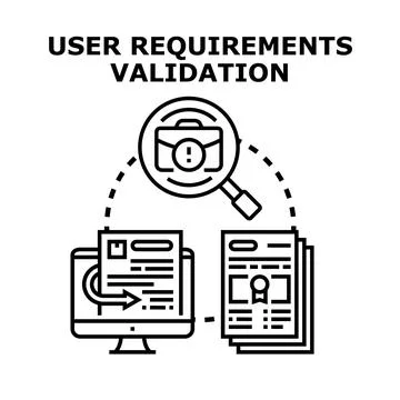 User requirements validation process analyzing documentation quality Stock Illustration