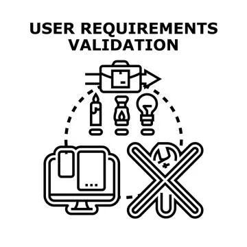 User requirements validation process validating software development concept Stock Illustration