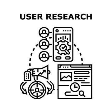 User research concept analyzing target audience data Stock Illustration