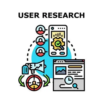 User research concept analyzing target audience data Stock Illustration