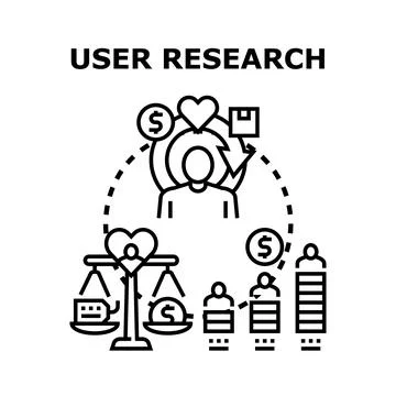 User research concept measuring customer feedback experience Stock Illustration