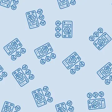 User research ux ui design line seamless pattern Stock Illustration