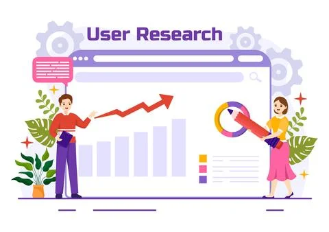 User Research Vector Illustration of People Searching and Exploring in Netw.. Stock Illustration