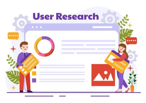 User Research Vector Illustration of People Searching and Exploring in Netw.. Stock Illustration