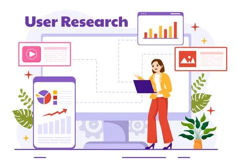 User Research Vector Illustration of People Searching and Exploring in Netw.. Stock Illustration