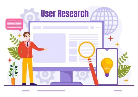 User Research Vector Illustration of People Searching and Exploring in Netw.. Stock Illustration