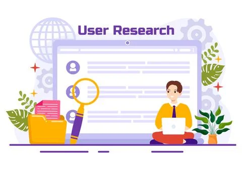 User Research Vector Illustration of People Searching and Exploring in Netw.. Stock Illustration