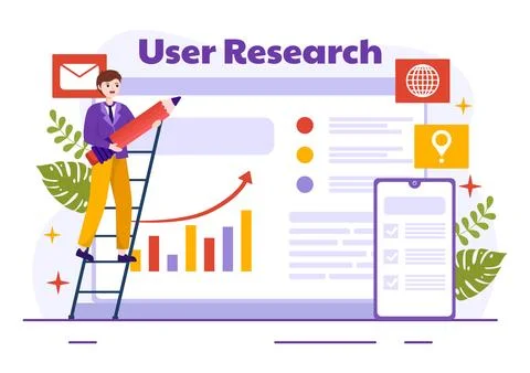 User Research Vector Illustration of People Searching and Exploring in Netw.. Stock Illustration