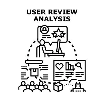 User review analysis understanding customer feedback insights Stock Illustration