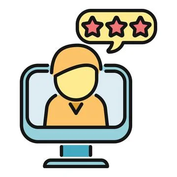 User review on computer displaying feedback rating 스톡 일러스트