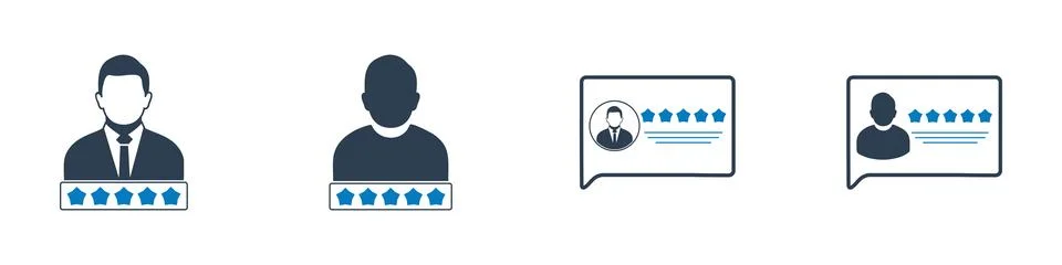 User Review, Feedback Icon Set. Editable Flat Vector Illustration. Stock Illustration
