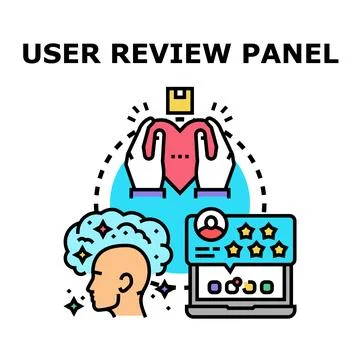 User review panel evaluating customer feedback online Stock Illustration