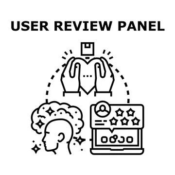 User review panel evaluating customer feedback online Stock Illustration
