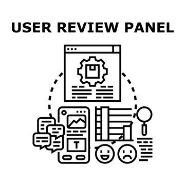 User review panel evaluating feedback experience online Stock Illustration
