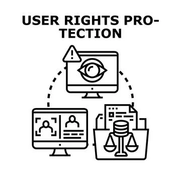 User rights protection guarding private data security イラスト素材