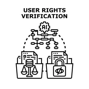 User rights verification exploring digital privacy and legal compliance Stock Illustration