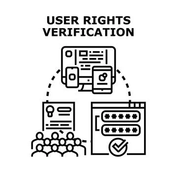 User rights verification for secure online access Ilustração Stock