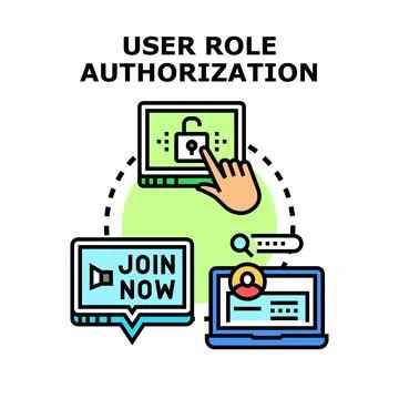 User role authorization process protecting digital information access Stock Illustration