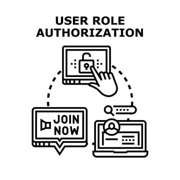User role authorization process protecting digital information access Stock Illustration