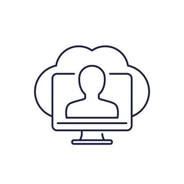 User of saas line icon on white Stock Illustration