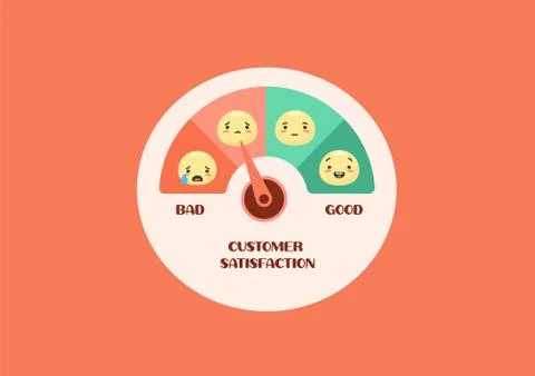 User satisfaction meter. Relationship dial with arrow emoji customer feedback Stock Illustration