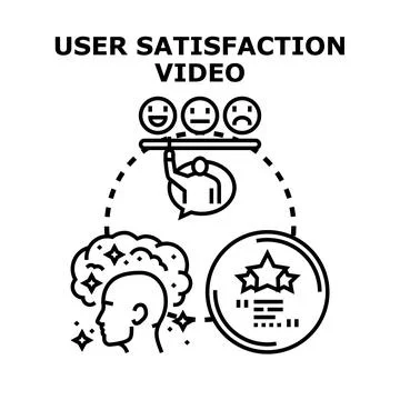 User satisfaction video concept for online review Stock Illustration