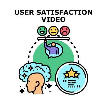 User satisfaction video concept for online review Stock Illustration