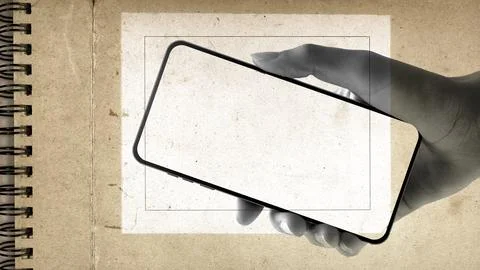 User scanning a blank label with smartphone Stock Illustration
