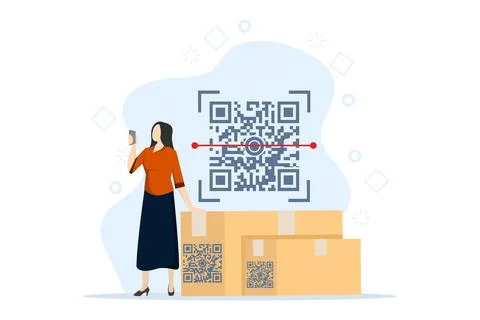 User scanning QR-code with phone for payment, Set of QR code, mobile scanner. Stock-Illustration