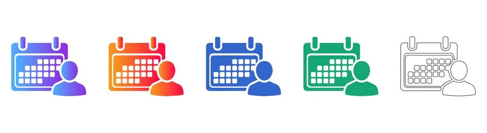 User Schedule Calendar Icon Set Stock Illustration