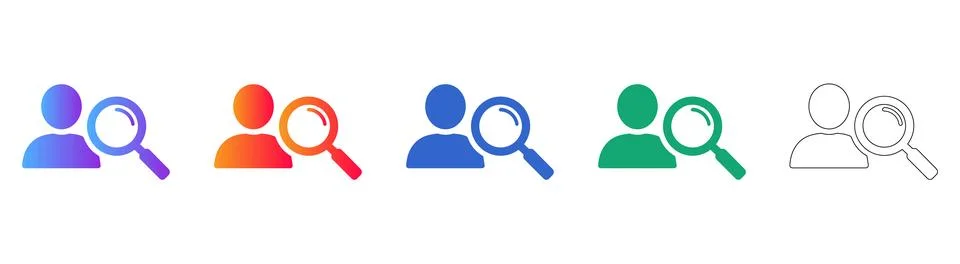User Search and Identification Icon Set Illustrazione stock