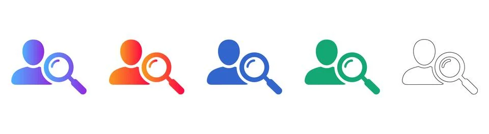 User Search and Profile Analysis Icons Illustration