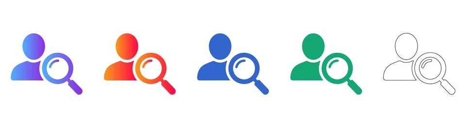 User Search Icons in Gradient and Minimalist Outline Styles 스톡 일러스트