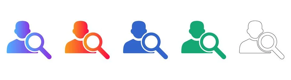 User Search Profile Gradient Icon Collection 스톡 일러스트