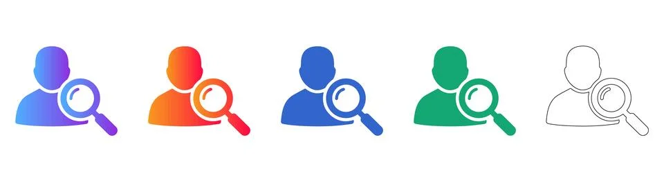 User Search Profile Icon Set Stock Illustration